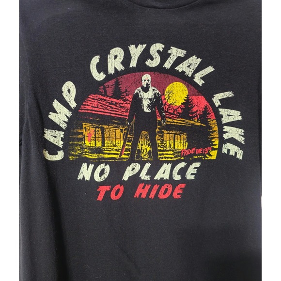 Friday the 13th Camp Crystal Lake Jason Voorhees Black Graphic T-Shirt Mens M - Picture 2 of 4